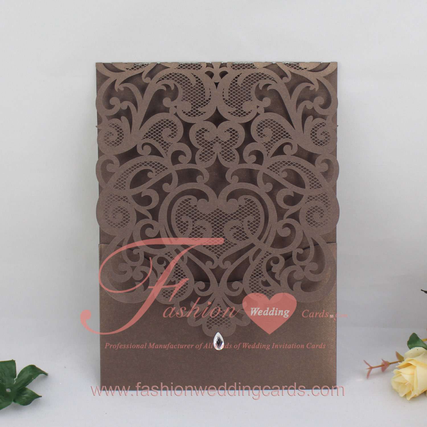 Personalised Laser Cut Pocked Fold Wedding Invitations